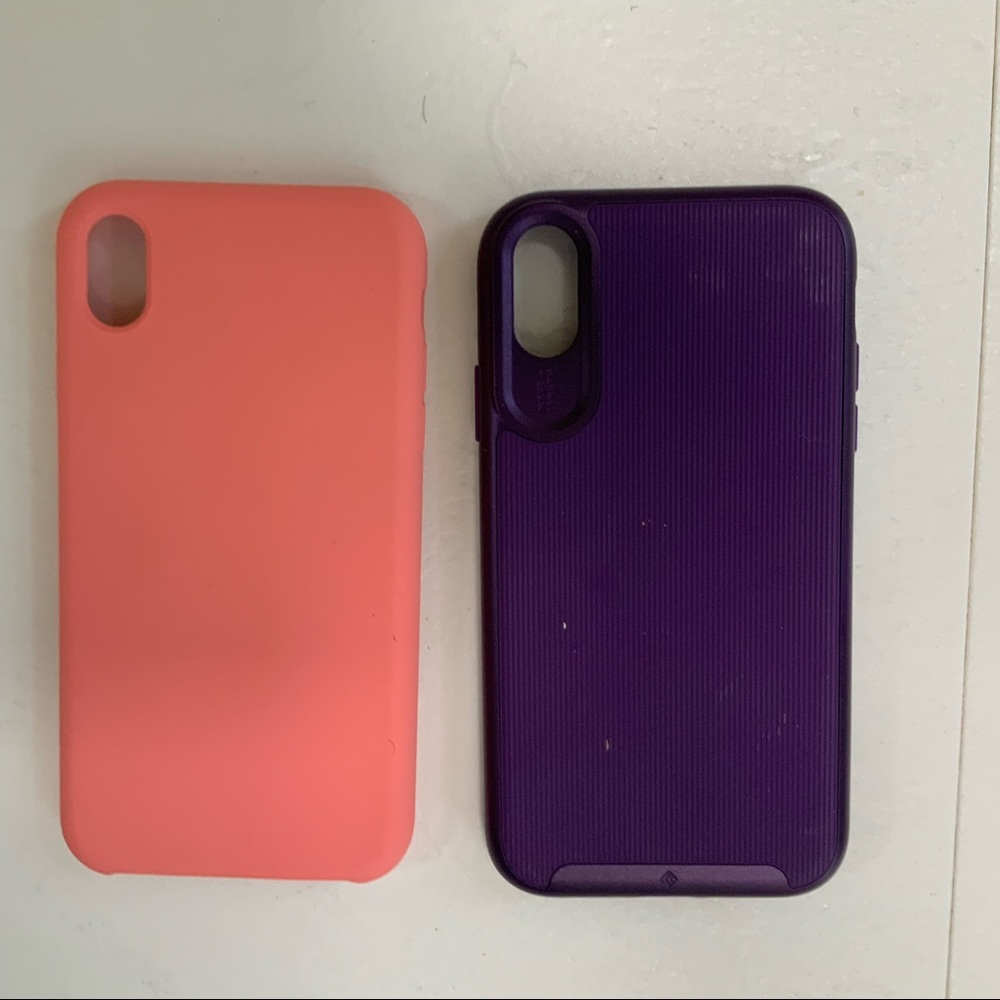 LG Iphone case. 1 purple 1 muted coral/peach